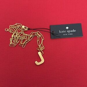 New (NWT) Kate Spade gold Initial J necklace. Adjustable chain - 8.5 to 10 inch.